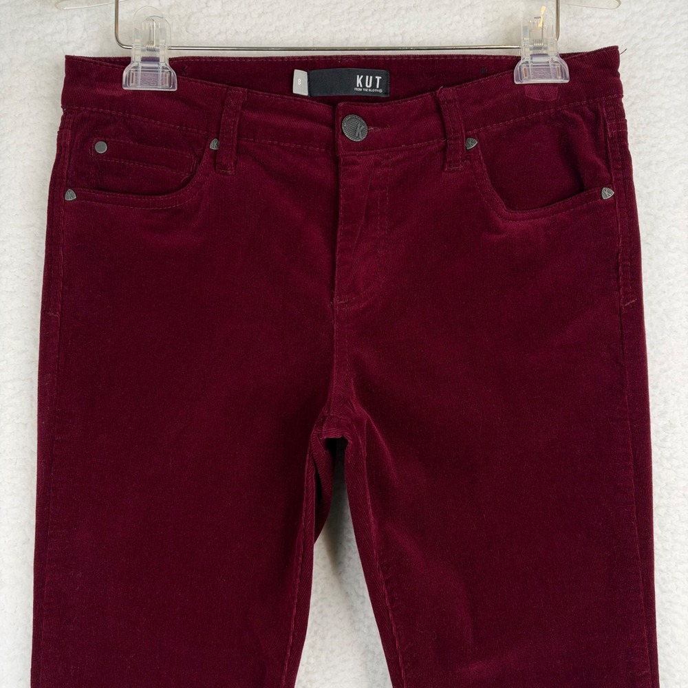 Kut from the Kloth Diana Skinny Corduroy Pants Burgundy Wine Size 8